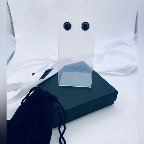 👑💕NEW! NWT Trina Turk Navy Gold Stud Earrings💕👑 - Picture 8 of 8